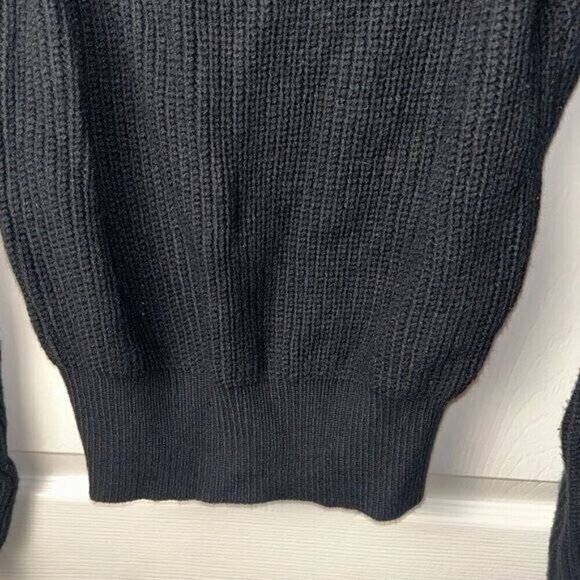 LuLus Black Acrylic Long Puffed Sleeve Cut Out Pullover Sweater Size XS - Picture 4 of 9